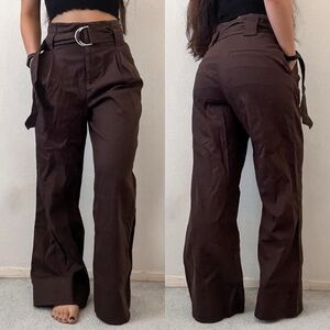 Dark Brown Wide-Leg Trousers